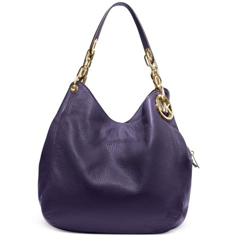 michael kors shoulder tote purple leather|Michael Kors black studded handbag.